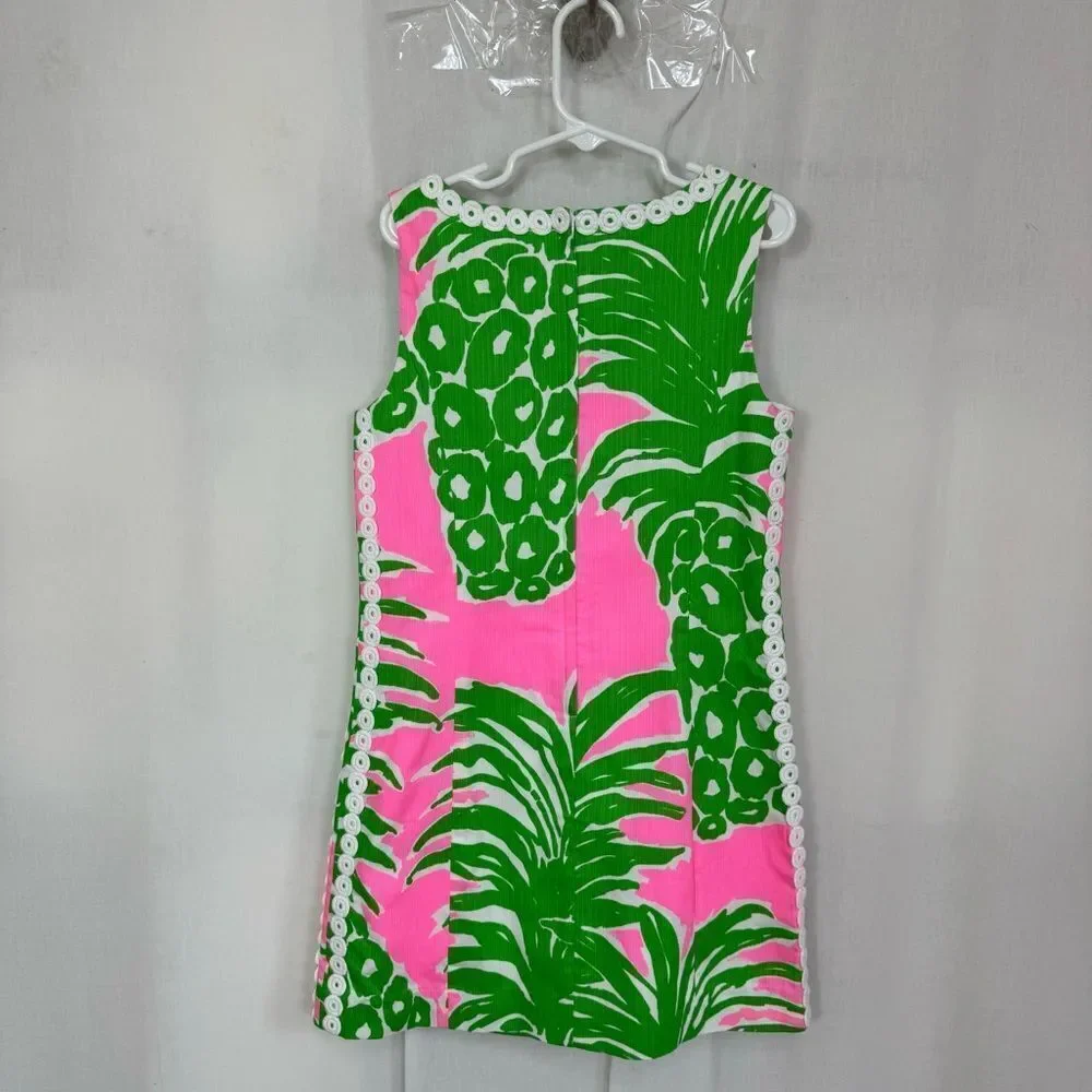 NEW Lilly Pulitzer Mila Pineapple Print Green Pink 100% Cotton Shift Dress 8